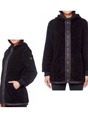 1 Madison Expedition Sz XL Black Faux Fur Fuzzy Hooded Jacket Insulated Sherpa